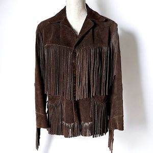1970s Joo-Kay Chocolate Suede Fringe Leather Jacket